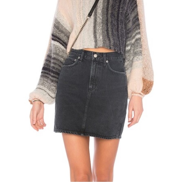 Agolde Dresses & Skirts - AGOLDE Kat High Rise Pencil Denim Mini Skirt Black